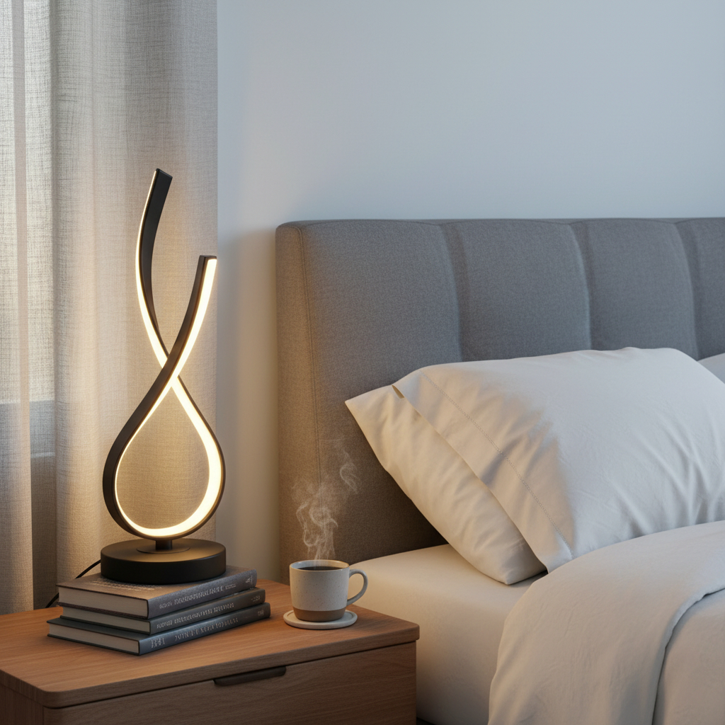 Alternative view of LED spiral infinity table lamp by various retailers
