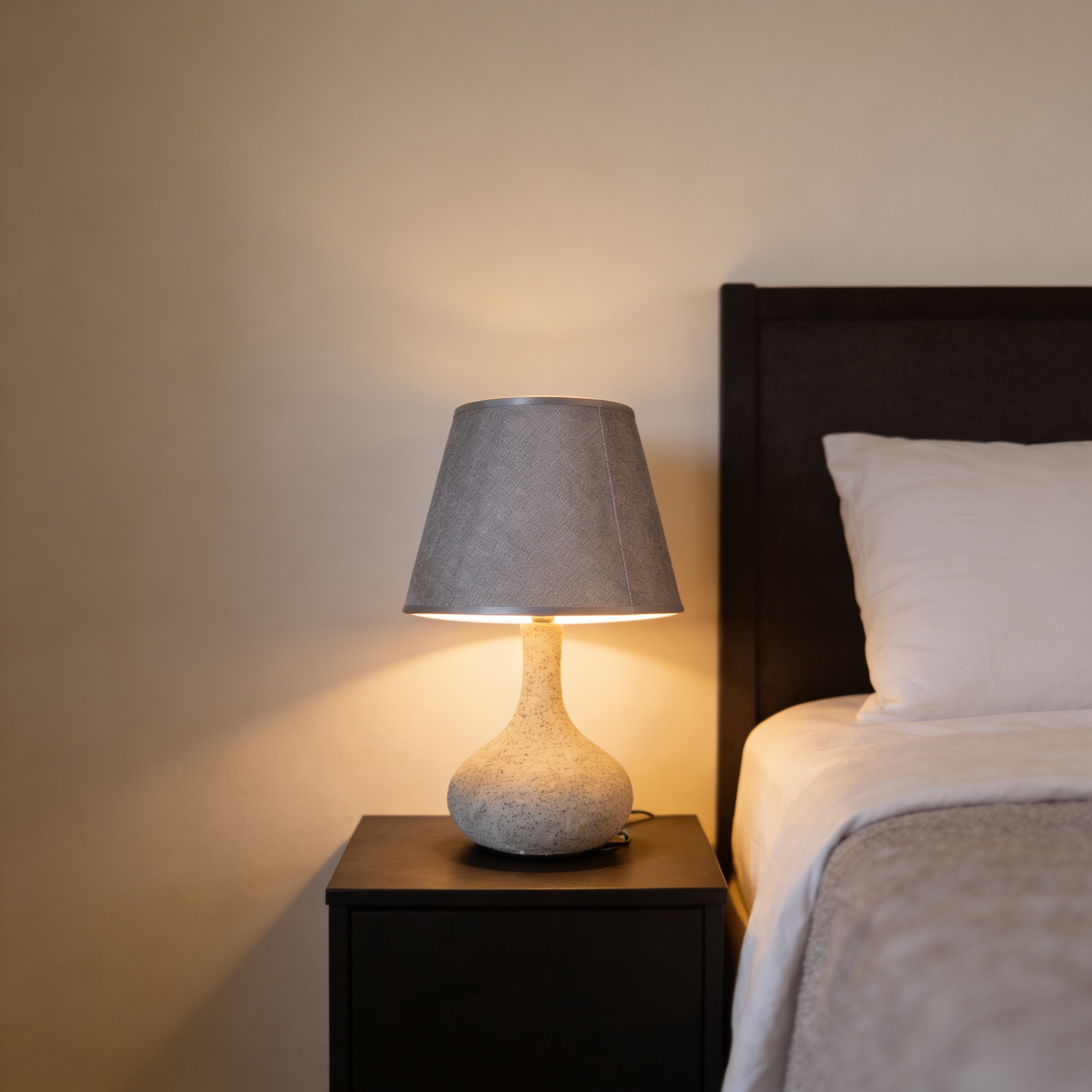 Alternative view of Napa Home & Garden Liev Mini concrete lamp featuring a gray finish and a drum shade. [1]