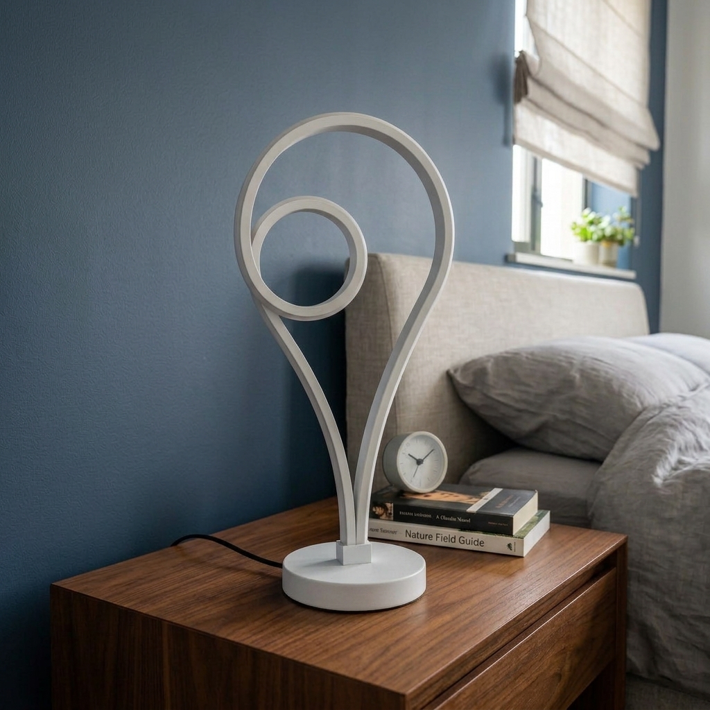 modern minimalist heart-shaped LED table lamp.
