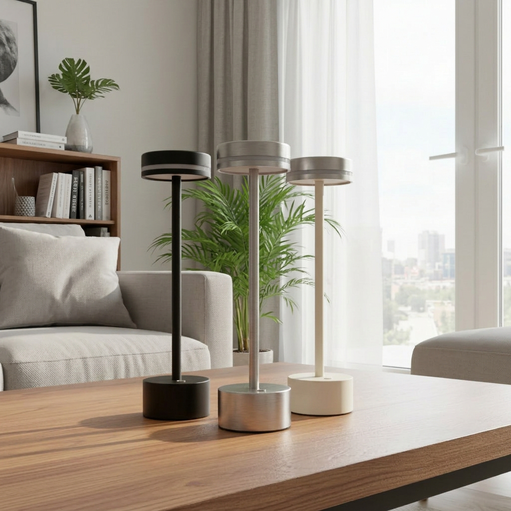 These are modern rechargeable metal LED table lamps available