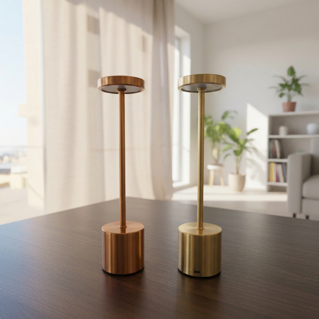 JAZAVA cordless, battery-operated LED table lamps in a sleek