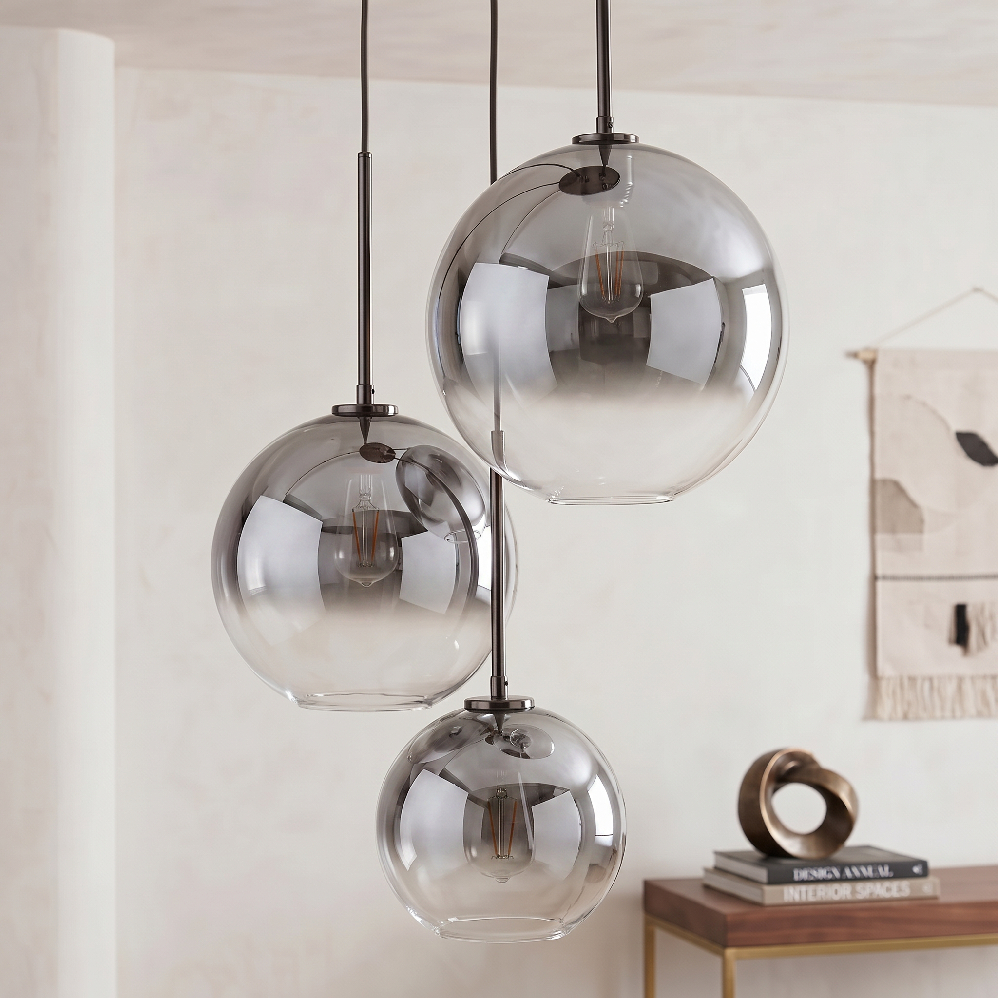 Mirrored Glass Ball Pendant Light with Gradient